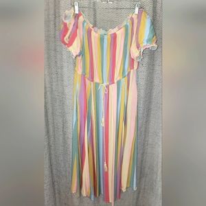 Torrid Off the shoulder rainbow dress size 3